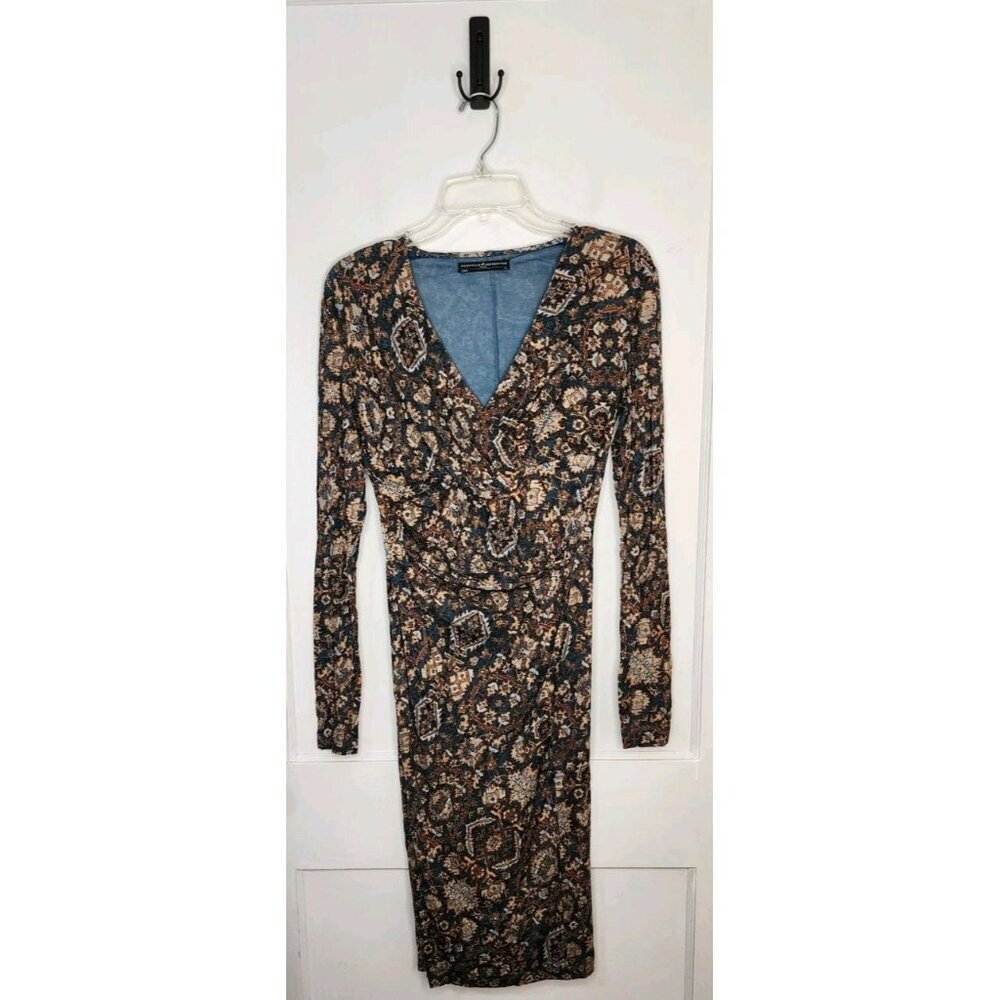 Peruvian Connection Ariana Faux Wrap Midi Dress Size XS Paisley